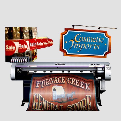 Image of sample prints of store signage, Pasadena Image Printing, Store Signage